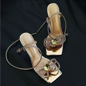 Elegant Gold Embellished Heels